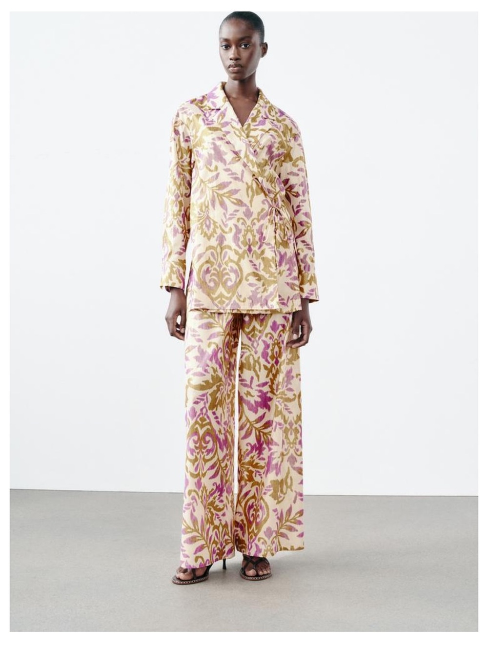 Zara Ikat Print Wrap Blouse w/ Tie Waist | NWT | Size S